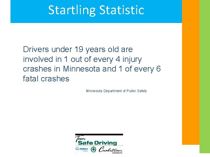 Startling Statistic Drivers under 19 years old are involved in 1 out of every