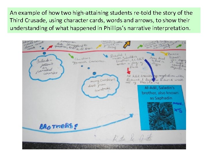 An example of how two high-attaining students re-told the story of the Third Crusade,