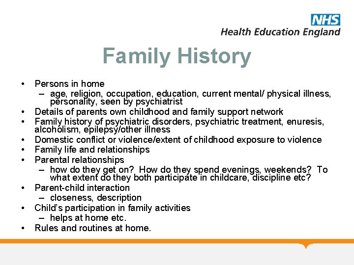 Family History • • • Persons in home – age, religion, occupation, education, current