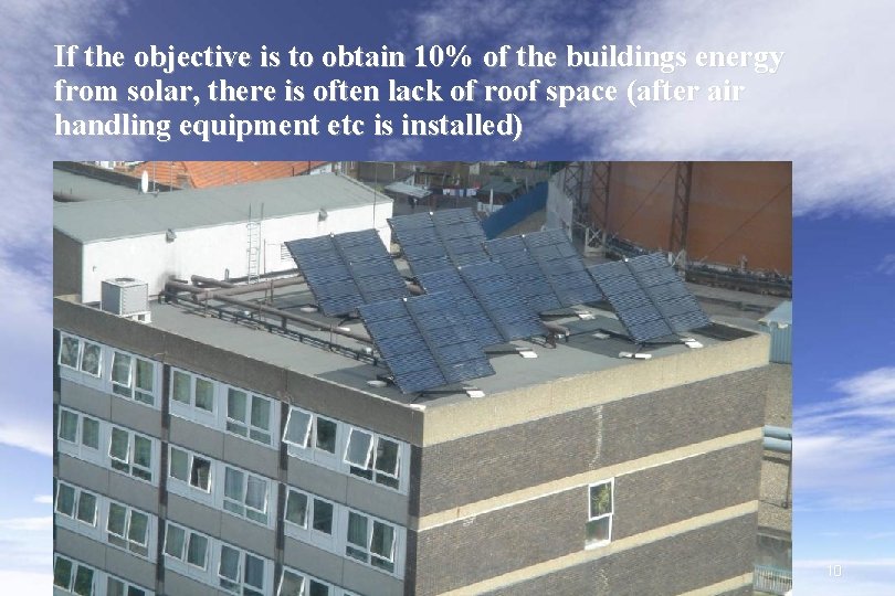 If the objective is to obtain 10% of the buildings energy from solar, there