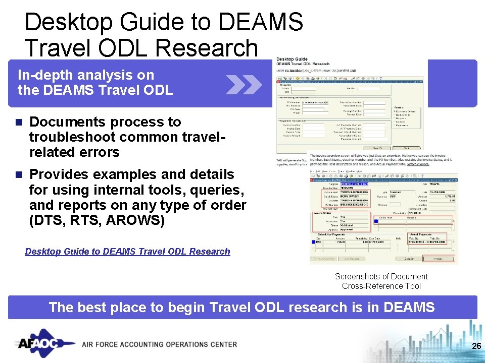 Desktop Guide to DEAMS Travel ODL Research In-depth analysis on the DEAMS Travel ODL