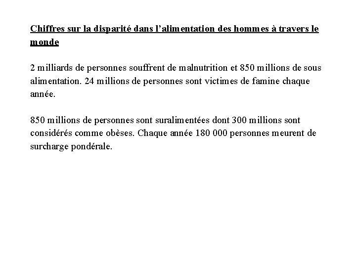 Chiffres sur la disparité dans l’alimentation des hommes à travers le monde 2 milliards