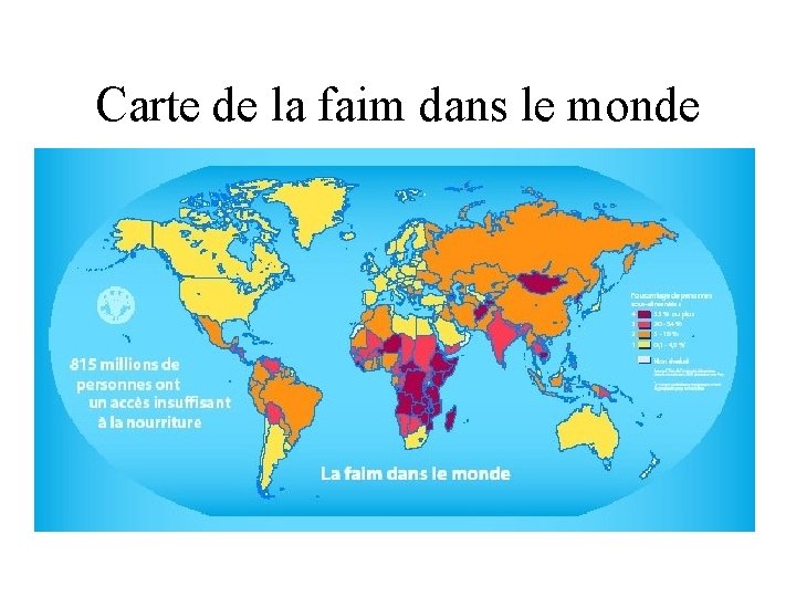 Carte de la faim dans le monde 