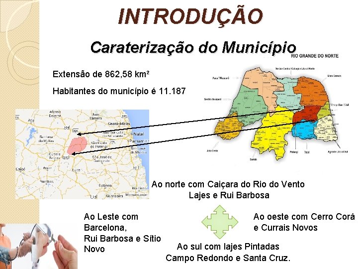 INTRODUÇÃO Caraterização do Município Extensão de 862, 58 km² Habitantes do município é 11.