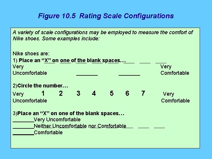 Figure 10. 5 Rating Scale Configurations A variety of scale configurations may be employed