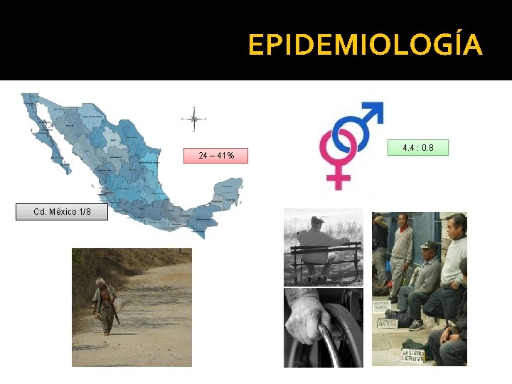 EPIDEMIOLOGÍA 24 – 41% Cd. México 1/8 4. 4 : 0. 8 