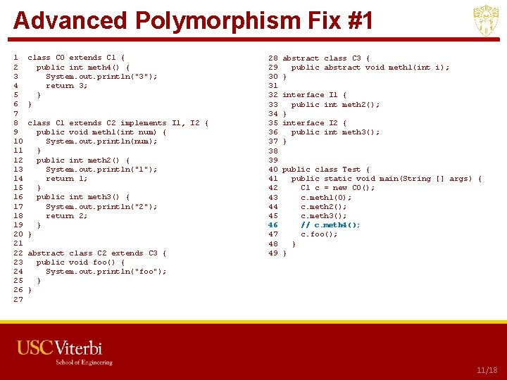 Advanced Polymorphism Fix #1 1 2 3 4 5 6 7 8 9 10