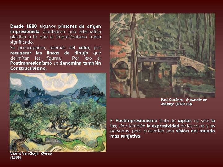 Desde 1880 algunos pintores de origen impresionista plantearon una alternativa plástica a lo que