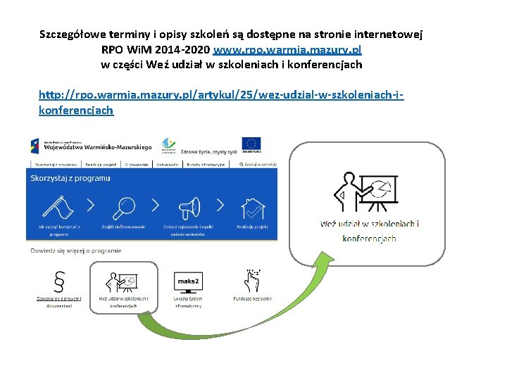 Szczegółowe terminy i opisy szkoleń są dostępne na stronie internetowej RPO Wi. M 2014