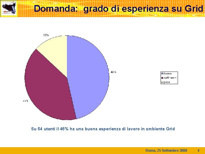 Domanda: grado di esperienza su Grid Su 54 utenti il 46% ha una buona