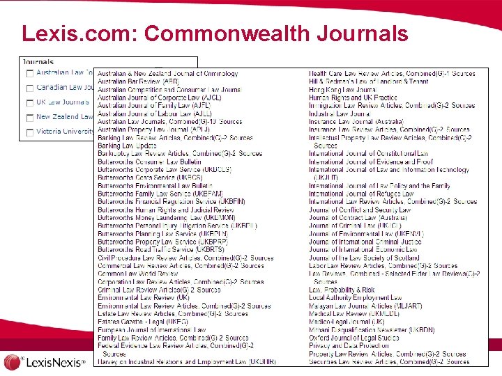 Lexis. com: Commonwealth Journals 