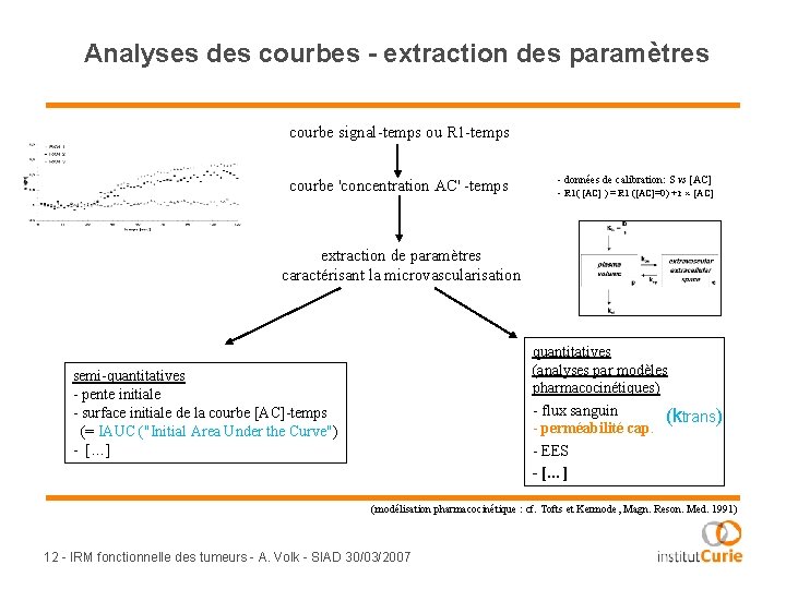 Analyses des courbes - extraction des paramètres courbe signal-temps ou R 1 -temps courbe