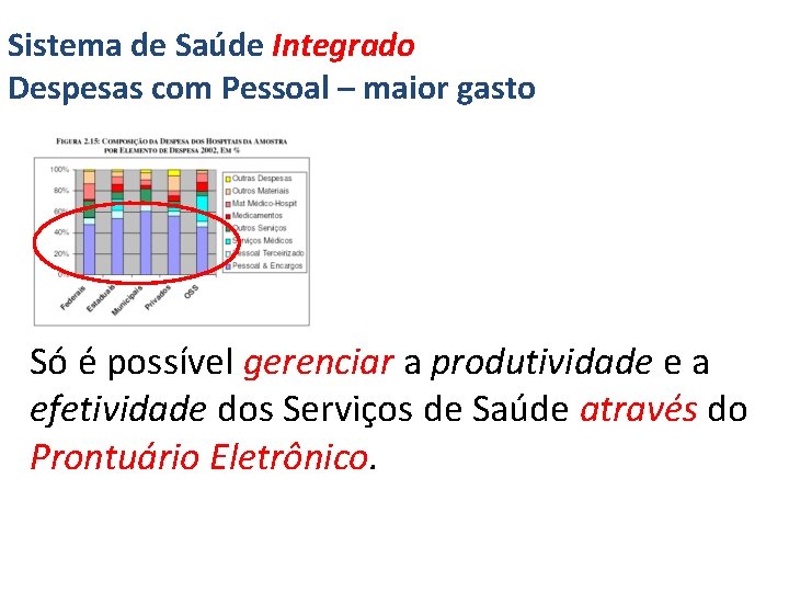 Sistema de Saúde Integrado Despesas com Pessoal – maior gasto Só é possível gerenciar