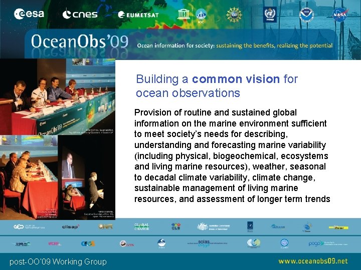 Building a common vision for ocean observations Provision of routine and sustained global information