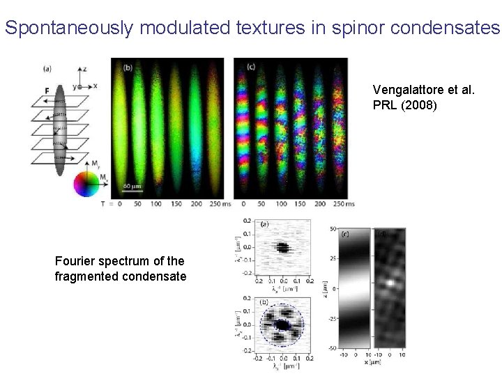 Spontaneously modulated textures in spinor condensates Vengalattore et al. PRL (2008) Fourier spectrum of