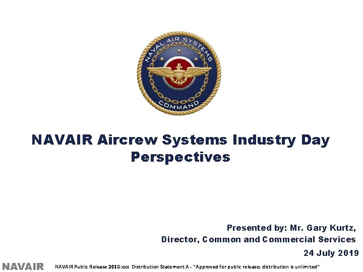 NAVAIR Aircrew Systems Industry Day Perspectives Presented by: Mr. Gary Kurtz, Director, Common and
