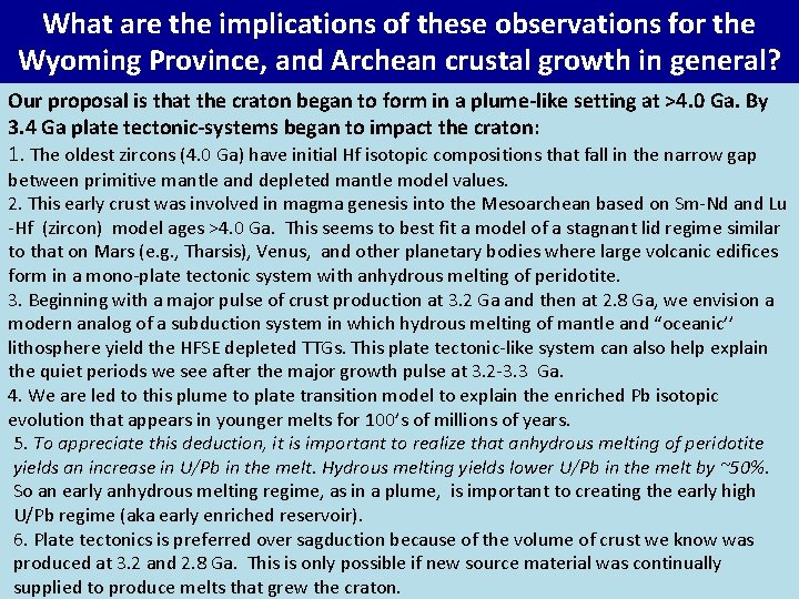 What are the implications of these observations for the Wyoming Province, and Archean crustal