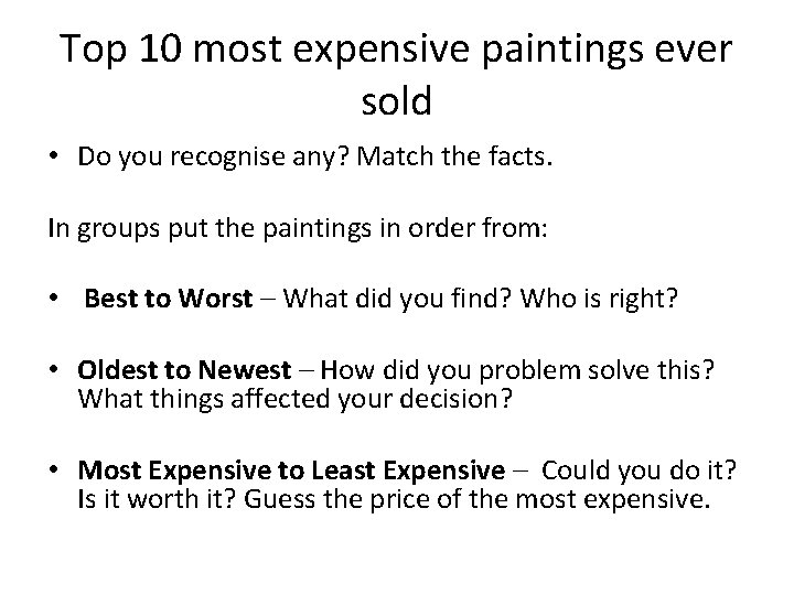 Top 10 most expensive paintings ever sold • Do you recognise any? Match the