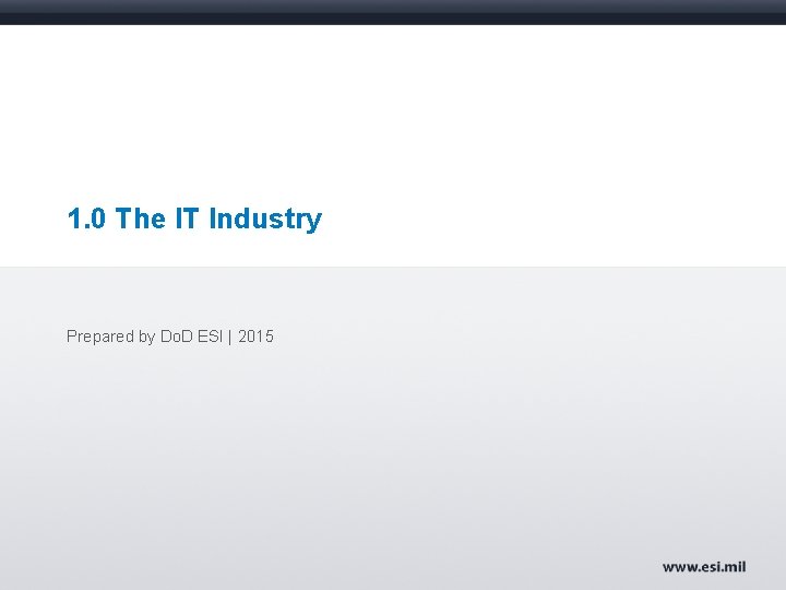 1. 0 The IT Industry Prepared by Do. D ESI | 2015 