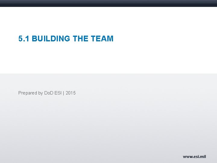 5. 1 BUILDING THE TEAM Prepared by Do. D ESI | 2015 