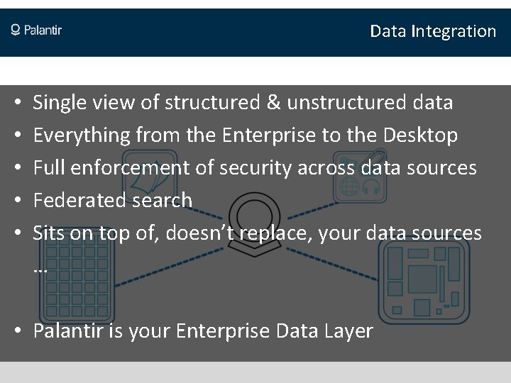 Data Integration • • • Single view of structured & unstructured data Everything from
