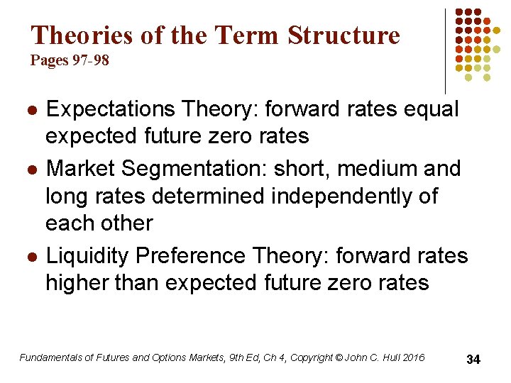 Theories of the Term Structure Pages 97 -98 l l l Expectations Theory: forward