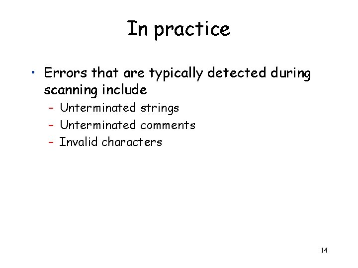 Scanning Process Error The scanning process Goal automate the process Idea