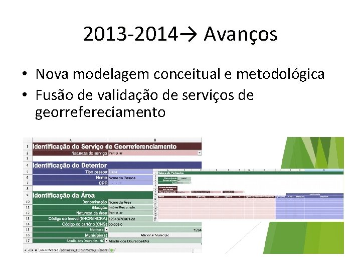 2013 -2014→ Avanços • Nova modelagem conceitual e metodológica • Fusão de validação de