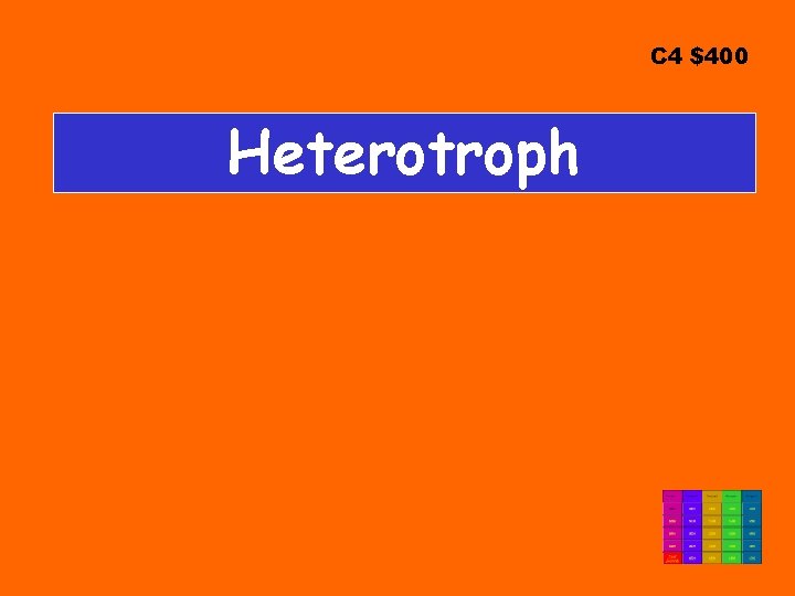 C 4 $400 Heterotroph 