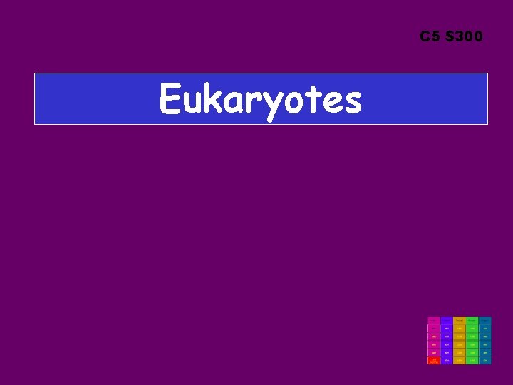 C 5 $300 Eukaryotes 
