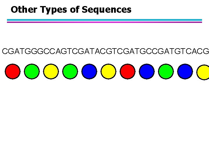 Other Types of Sequences CGATGGGCCAGTCGATACGTCGATGCCGATGTCACG 