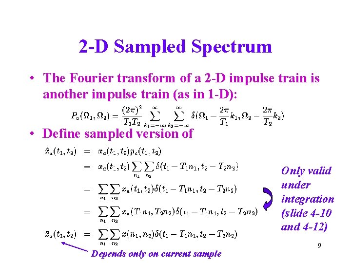 2 -D Sampled Spectrum • The Fourier transform of a 2 -D impulse train