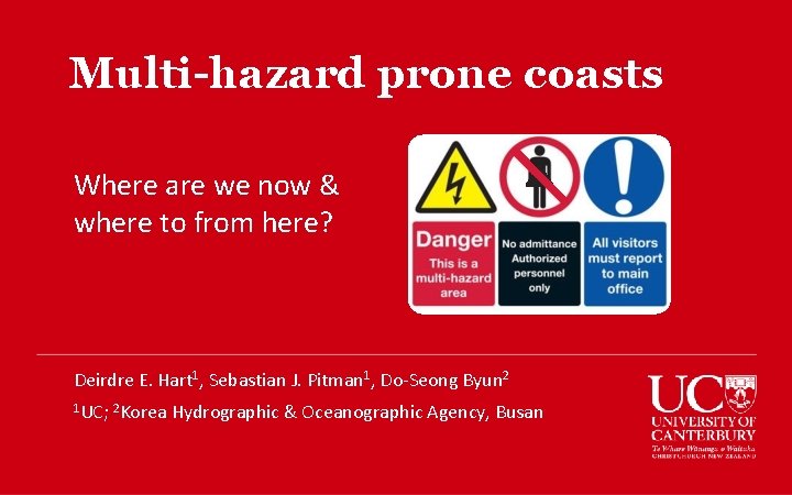 Multi-hazard prone coasts Where are we now & where to from here? Deirdre E.