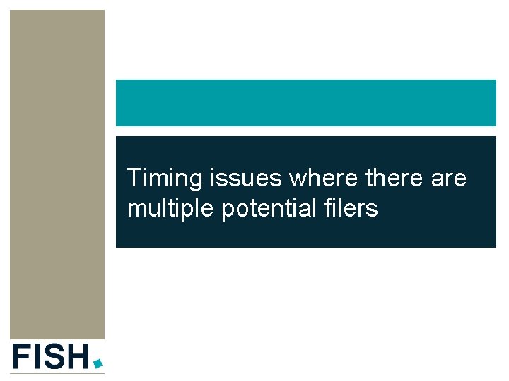 Timing issues where there are multiple potential filers 19 