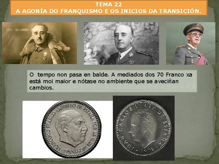 TEMA 22 A AGONÍA DO FRANQUISMO E OS INICIOS DA TRANSICIÓN. O tempo non