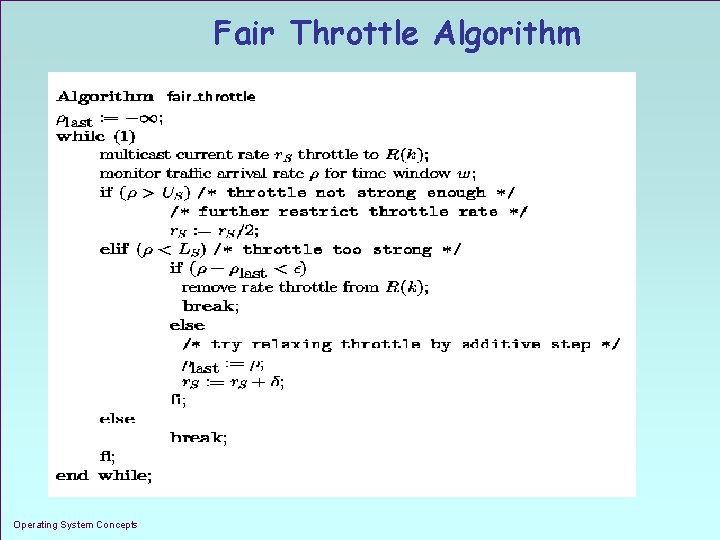 Fair Throttle Algorithm Operating System Concepts 1. 14 