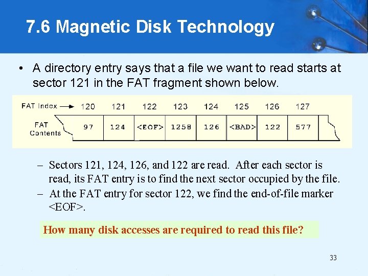 7. 6 Magnetic Disk Technology • A directory entry says that a file we