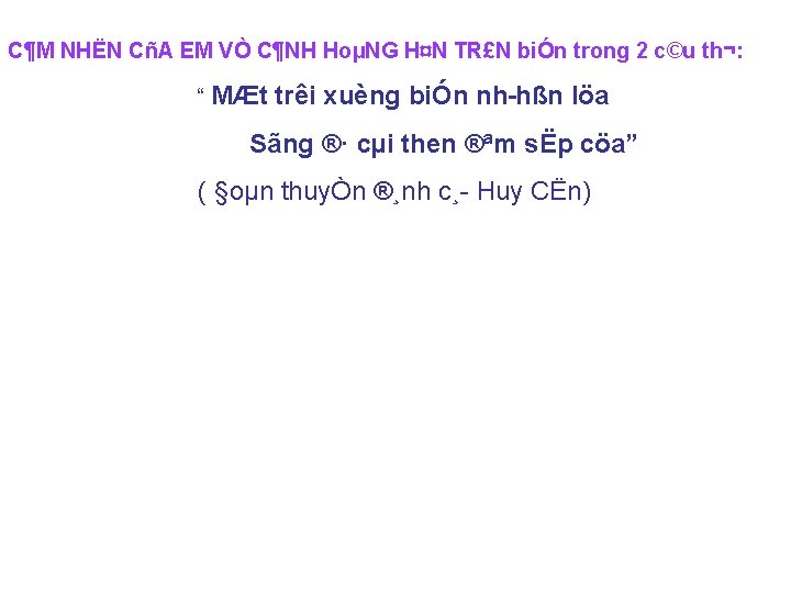 C¶M NHËN CñA EM VÒ C¶NH HoµNG H¤N TR£N biÓn trong 2 c©u th¬: