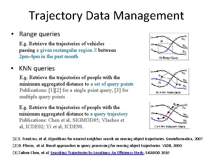 Trajectory Data Management • Range queries E. g. Retrieve the trajectories of vehicles passing