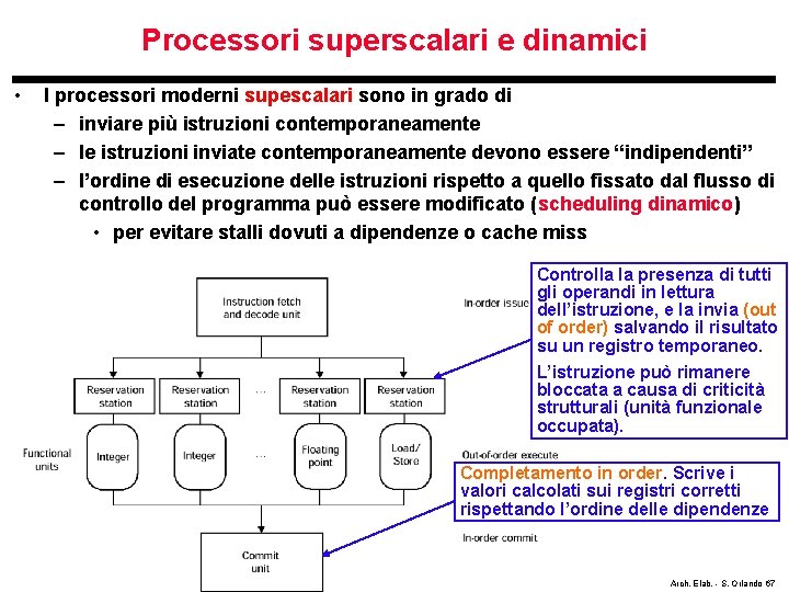 Processori superscalari e dinamici • I processori moderni supescalari sono in grado di –