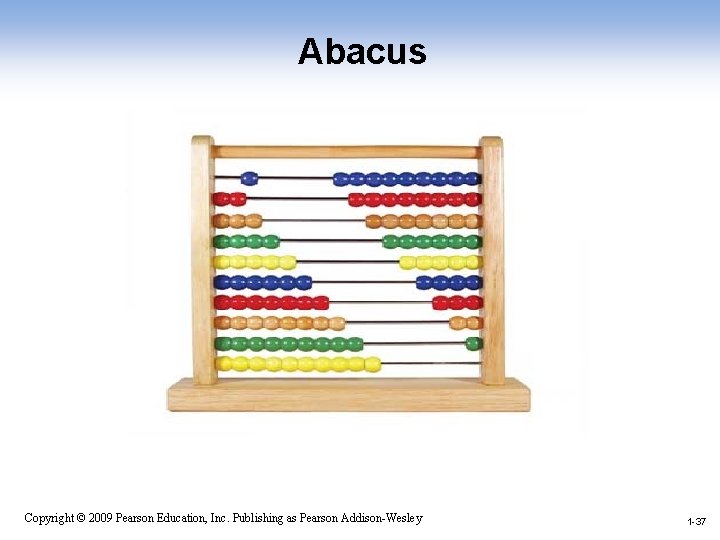 Abacus 1 -37 Copyright © 2009 Pearson Education, Inc. Publishing as Pearson Addison-Wesley 1