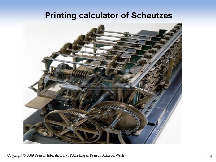 Printing calculator of Scheutzes 1 -43 Copyright © 2009 Pearson Education, Inc. Publishing as