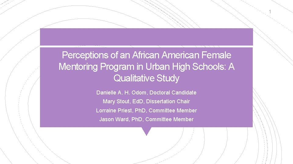 1 Perceptions of an African American Female Mentoring