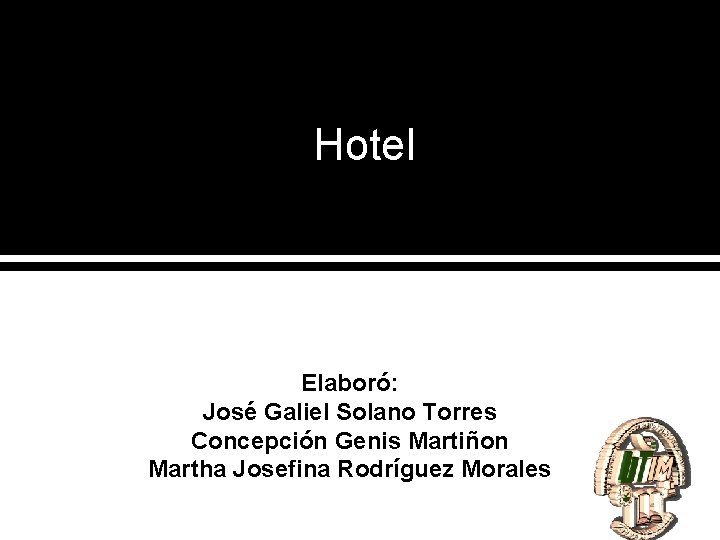 Hotel Elaboró: José Galiel Solano Torres Concepción Genis Martiñon Martha Josefina Rodríguez Morales 