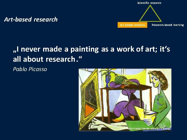 Scientific research Art-based research Research-based learning „I never made a painting as a work