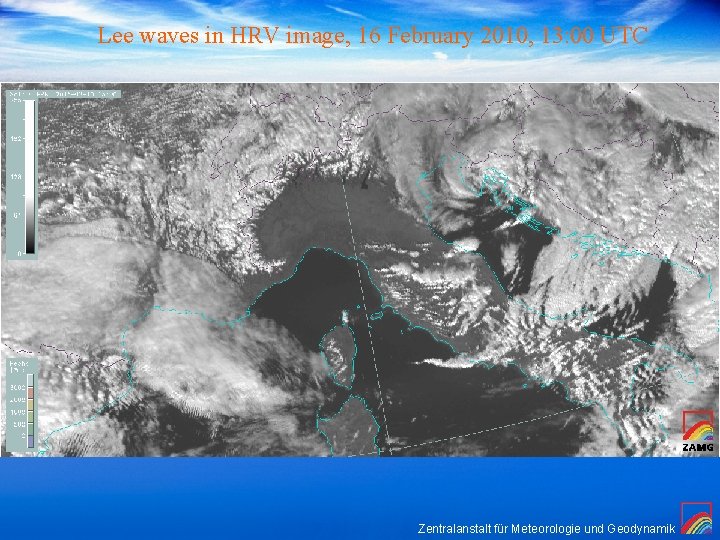 Lee waves in HRV image, 16 February 2010, 13: 00 UTC (Präsentation) 25. 10.