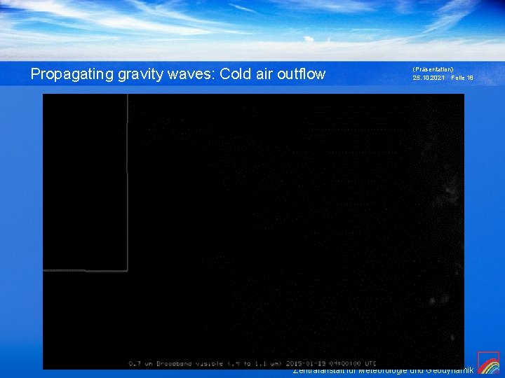Propagating gravity waves: Cold air outflow (Präsentation) 25. 10. 2021 Folie 18 Zentralanstalt für