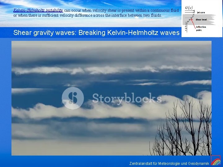 Kelvin–Helmholtz instability can occur when velocity shear is present within a continuous fluid or