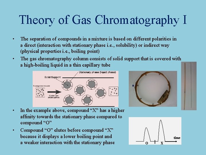 Theory of Gas Chromatography I • • The separation of compounds in a mixture