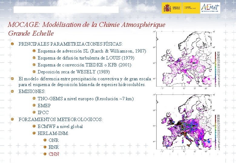 MOCAGE: Modélisation de la Chimie Atmosphérique Grande Echelle PRINCIPALES PARAMETRIZACIONES FÍSICAS: Esquema de advección